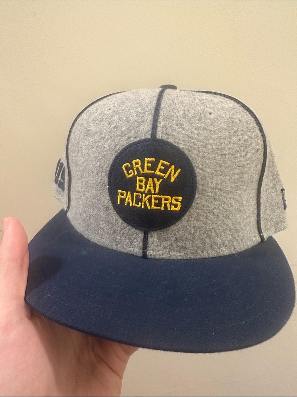 Green Bay packers Gray & Navy Fitted Cap 100 years